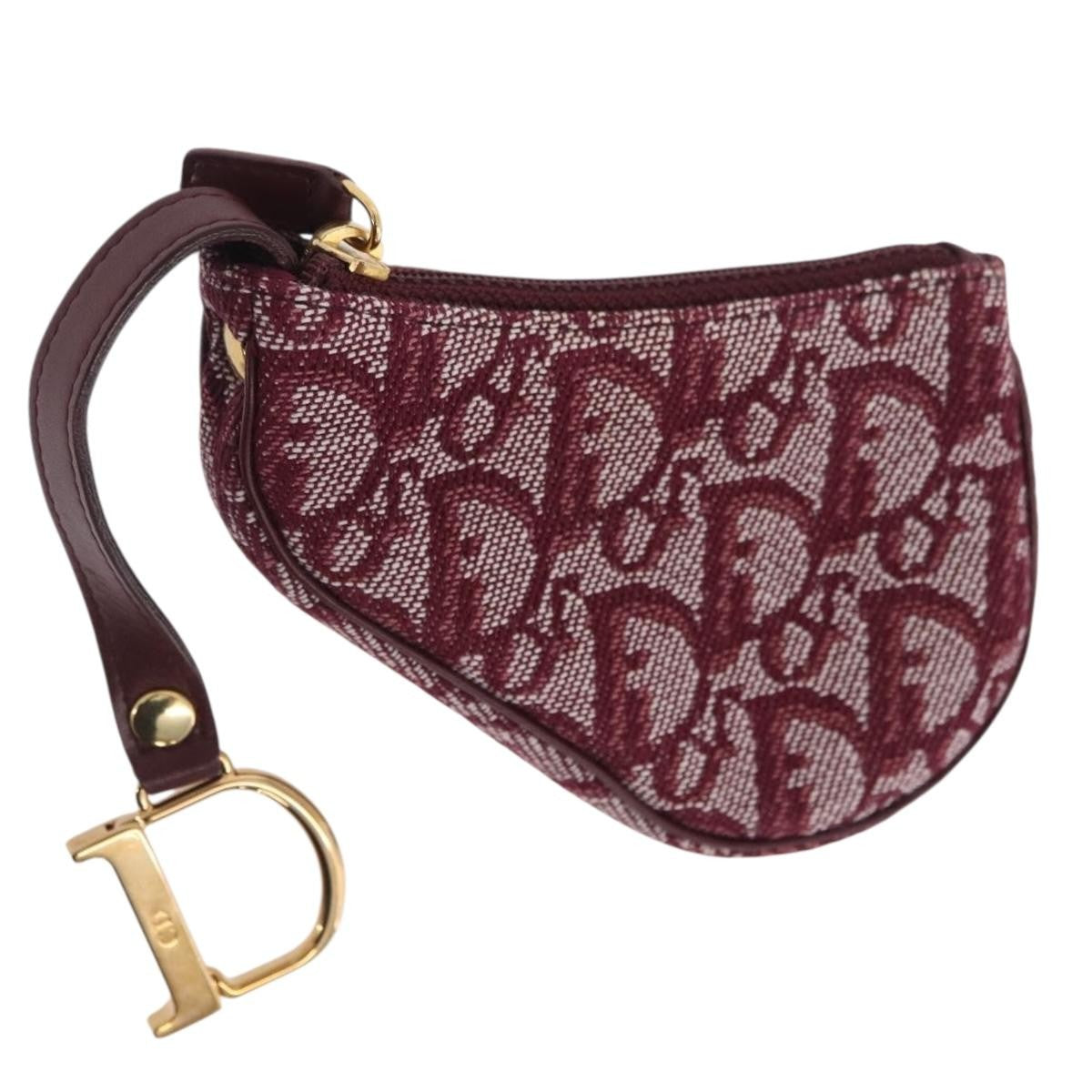 Christian Dior Vintage Saddle Zip Coin Purse Diorissimo Canvas, Red, Canvas, Clutch