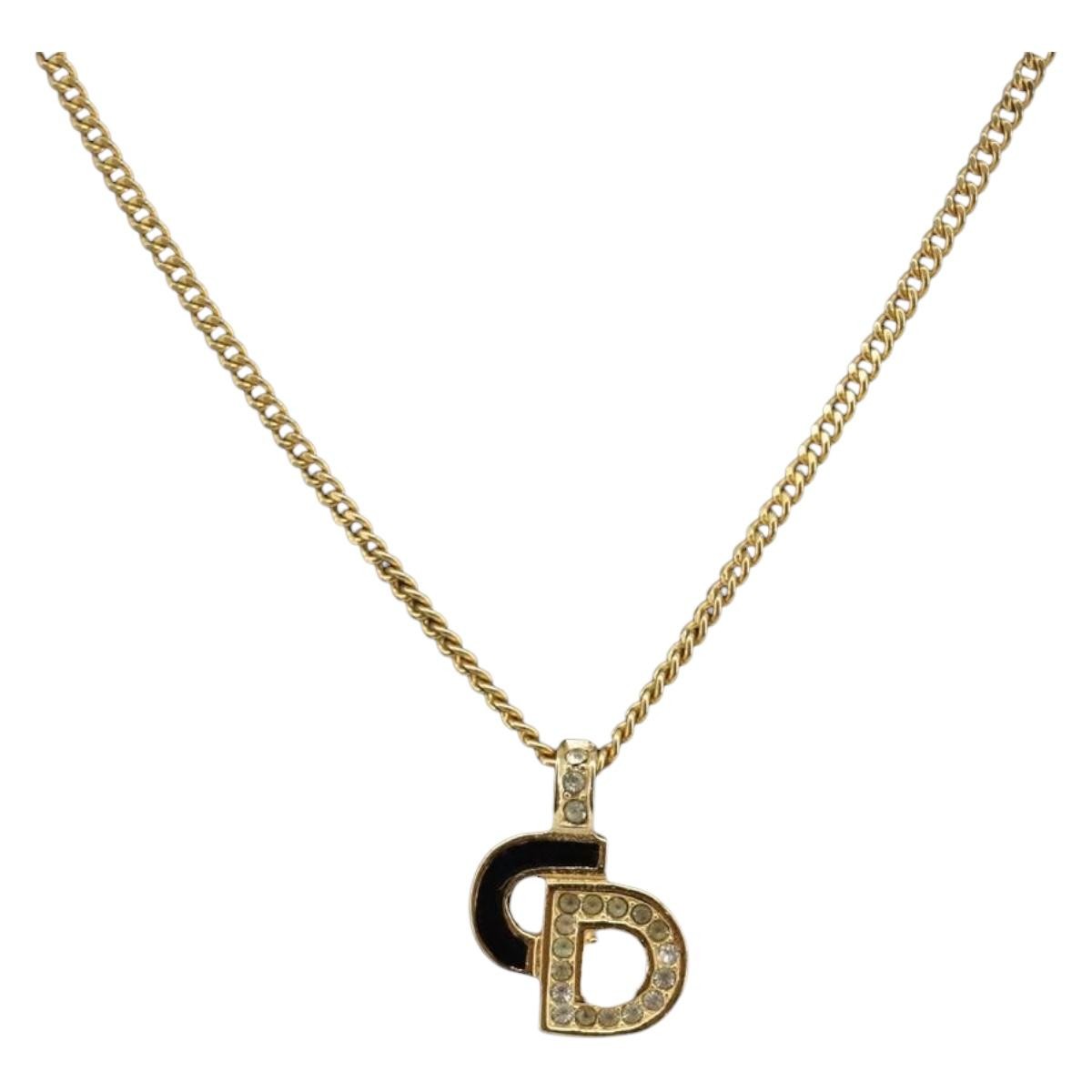 Christian Dior CD Pendant Metal, Gold, Metal, Necklace