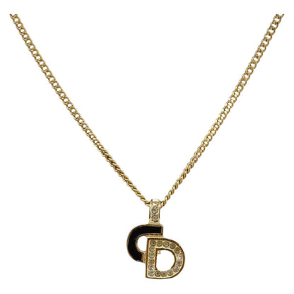 Christian Dior CD Pendant Metal, Gold, Metal, Necklace