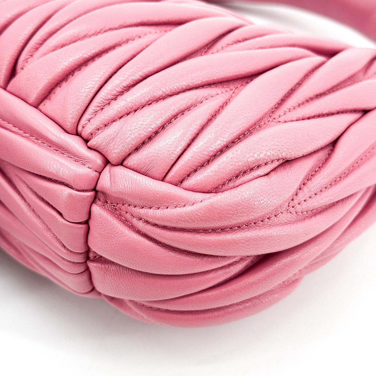 Miu Miu Wander Hobo Matelasse Satin, Pink, Leather, Shoulder Bag