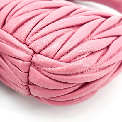 Miu Miu Wander Hobo Matelasse Satin, Pink, Leather, Shoulder Bag