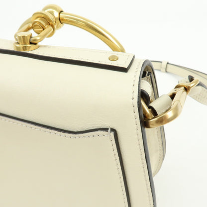 Chloe Nile Studded Suede and Leather, White, Leather, Crossbody Bag