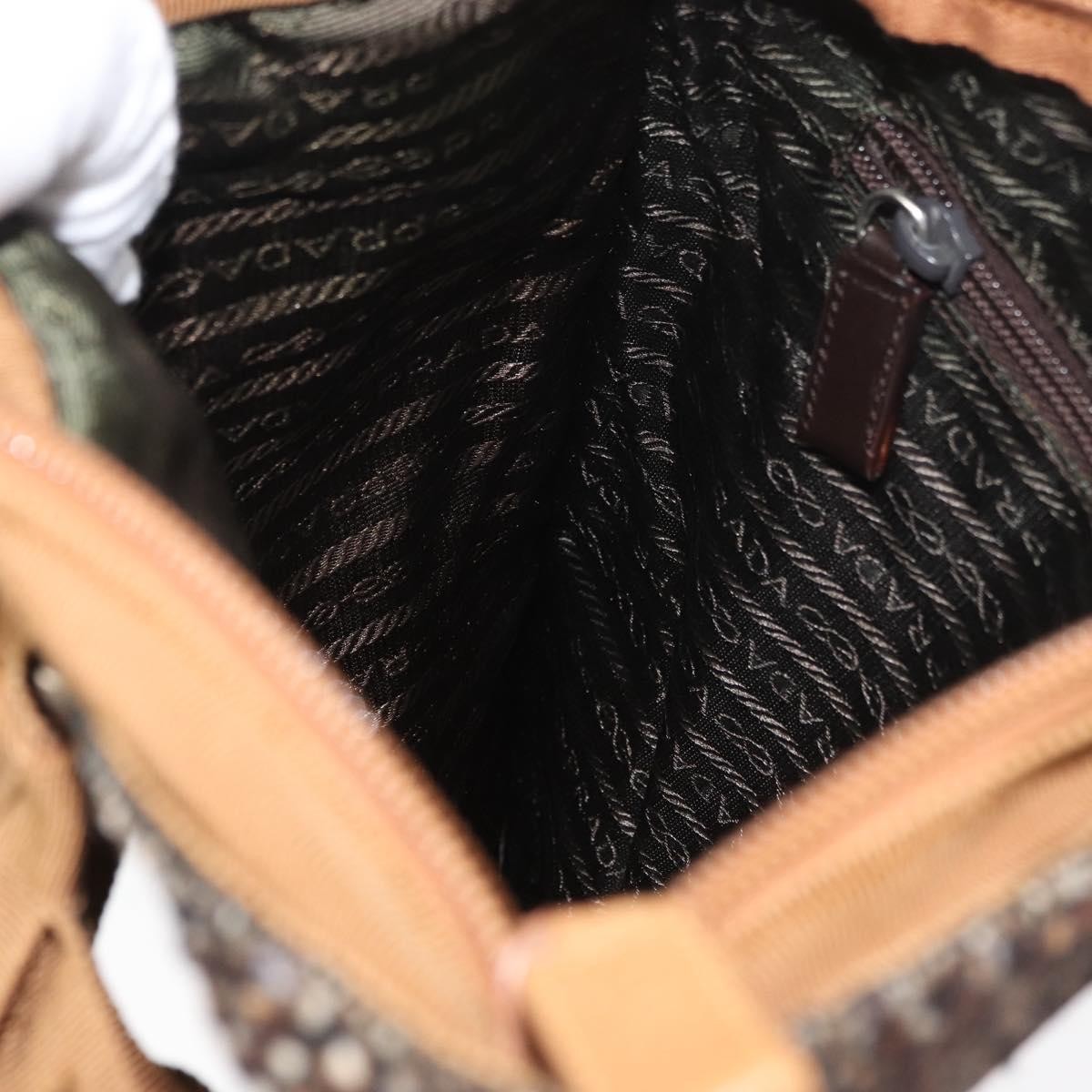 Prada Convertible Open Tweed, Brown, Canvas, Tote Bag