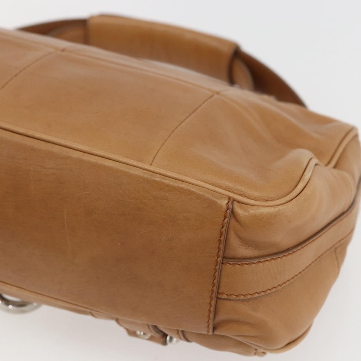Salvatore Ferragamo Gancini Leather, Brown, Leather, Shoulder Bag