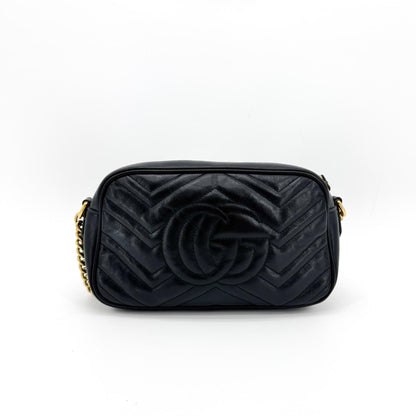 Gucci GG Marmont Matelasse Leather, Black, Leather, Shoulder Bag