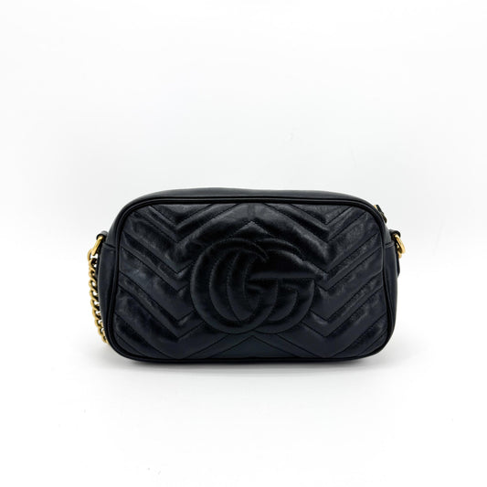 Gucci GG Marmont Matelasse Leather, Black, Leather, Shoulder Bag