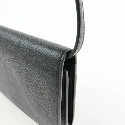 Balenciaga Logo Wallet with Strap Embossed Leather, Black, Leather, Crossbody Bag