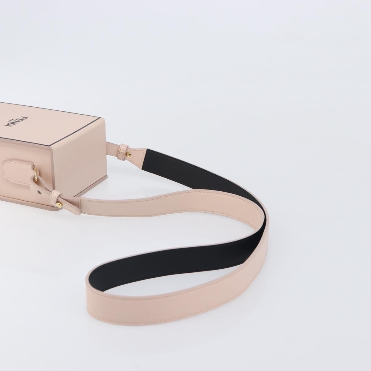 Fendi Logo Vertical Box Leather, Pink, Leather, Crossbody Bag