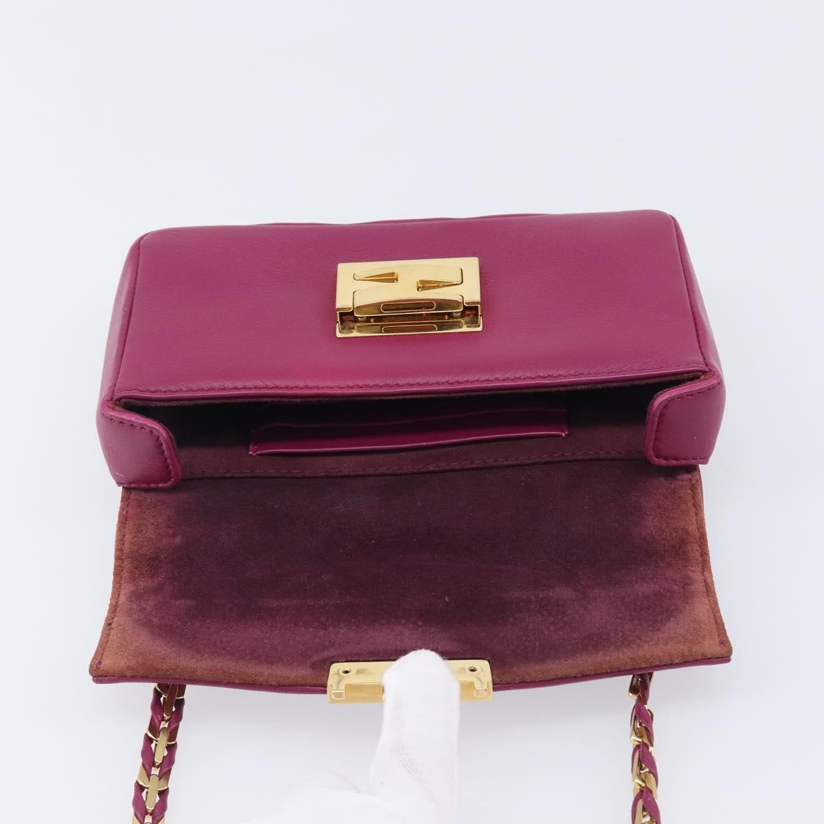 Fendi Be Baguette Flap Leather, Pink, Leather, Handbag