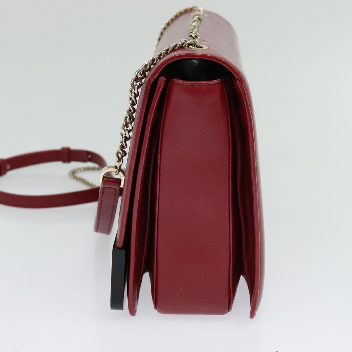 Bvlgari Signature Leather, Red, Leather, Shoulder Bag