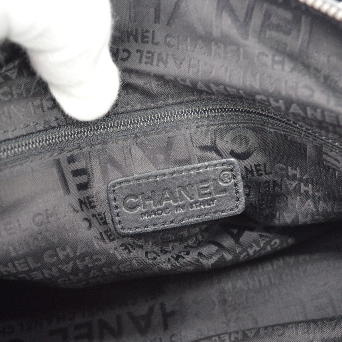 Chanel Square Stitch Boston Quilted Leather, Black, Leather, Travel Bag