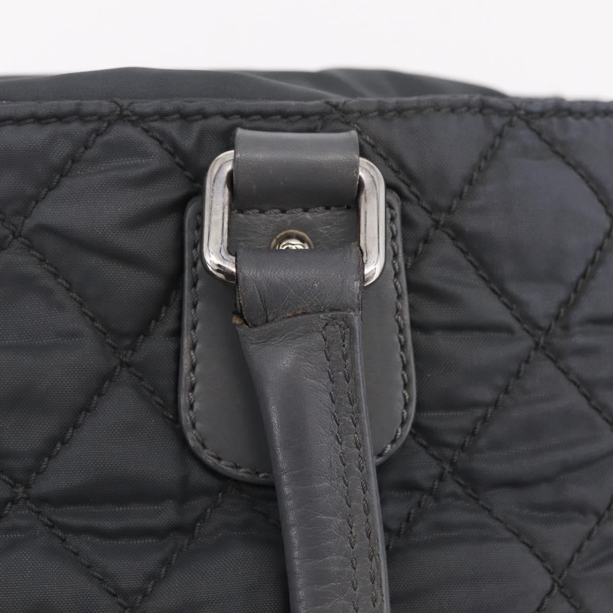 Chanel Vintage CC Quilted Nylon, Gray, Nylon, Tote Bag