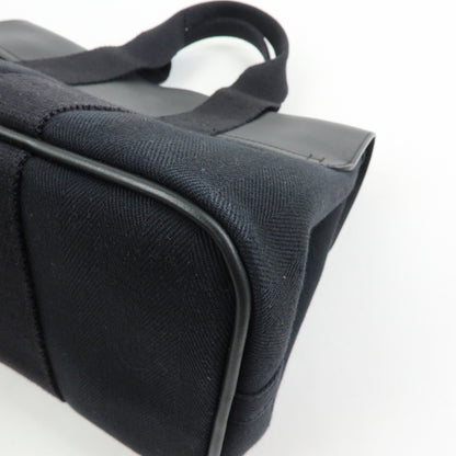 Hermes Valparaiso Toile and Leather, Black, Canvas, Handbag