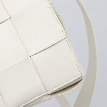 Bottega Veneta Cassette Maxi Intrecciato Leather, White, Leather, Crossbody Bag