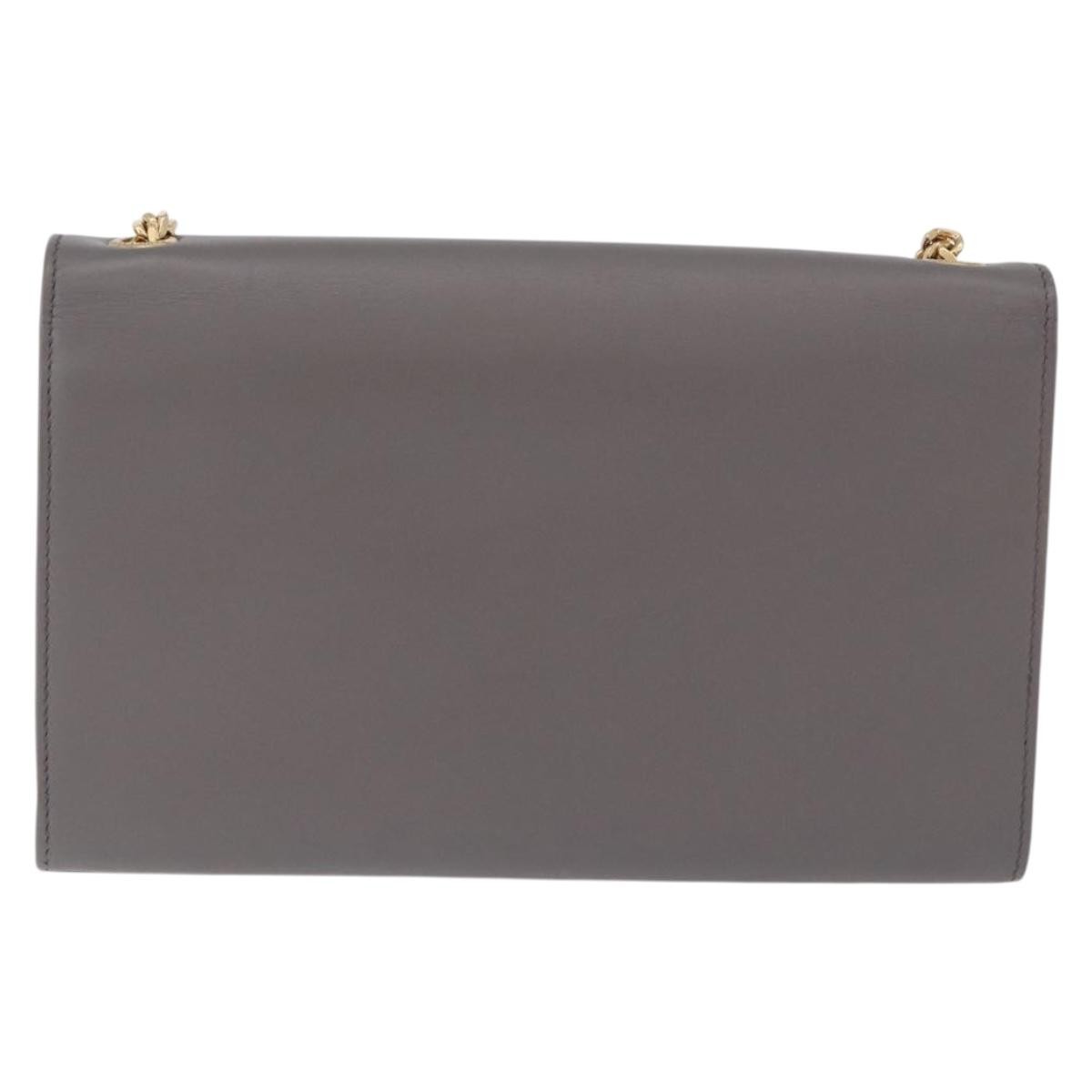 Saint Laurent Classic Monogram Tassel Leather, Gray, Leather, Shoulder Bag