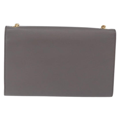 Saint Laurent Classic Monogram Tassel Leather, Gray, Leather, Shoulder Bag