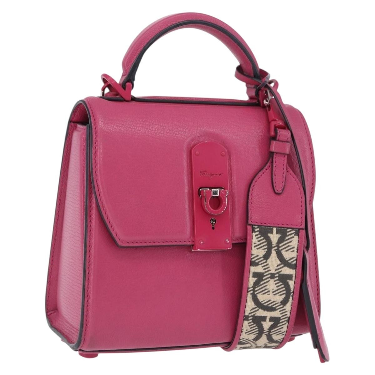 Salvatore Ferragamo Boxyz Top Handle Leather, Pink, Leather, Handbag