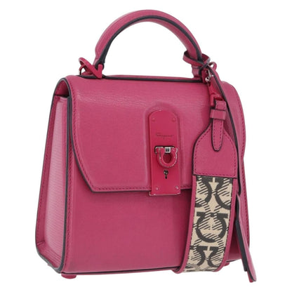 Salvatore Ferragamo Boxyz Top Handle Leather, Pink, Leather, Handbag