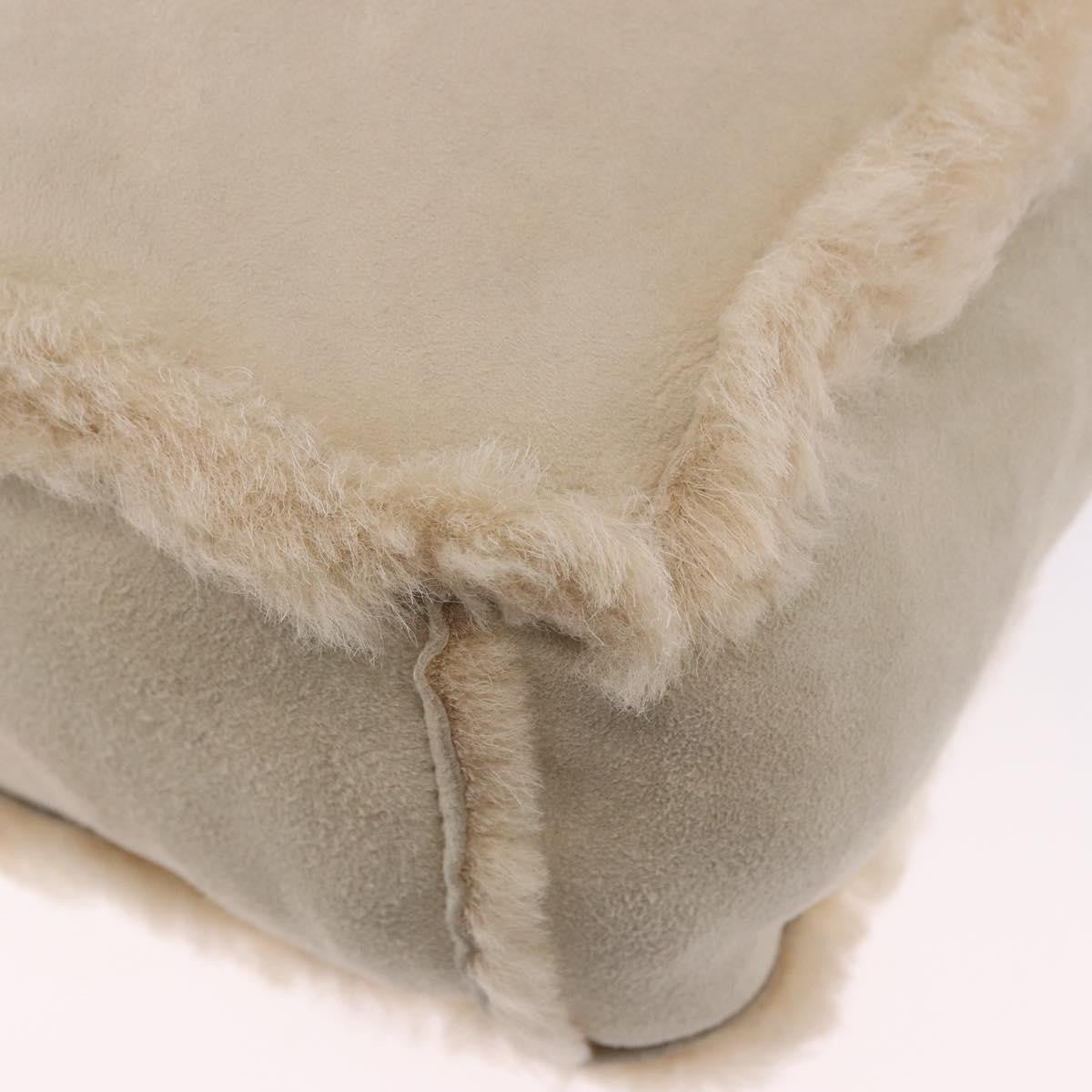 Chanel Vintage East West Tote Shearling and Suede, Beige, Leather, Tote Bag