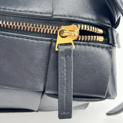 Bottega Veneta Brick Cassette Maxi Intrecciato Leather, Black, Leather, Shoulder Bag