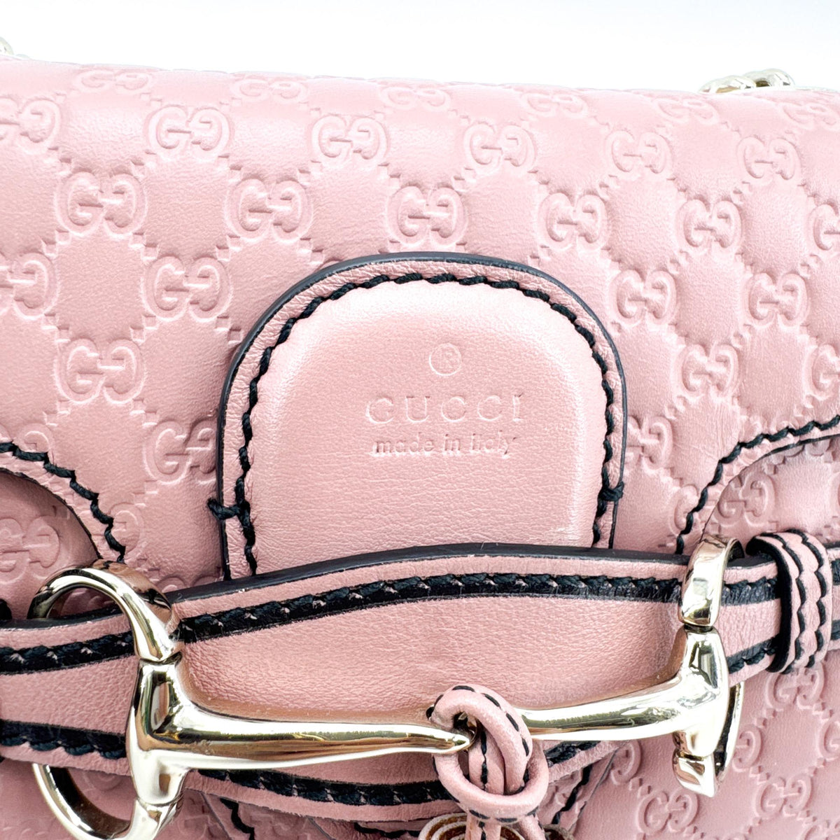 Gucci Emily Chain Flap Guccissima Leather, Pink, Leather, Shoulder Bag
