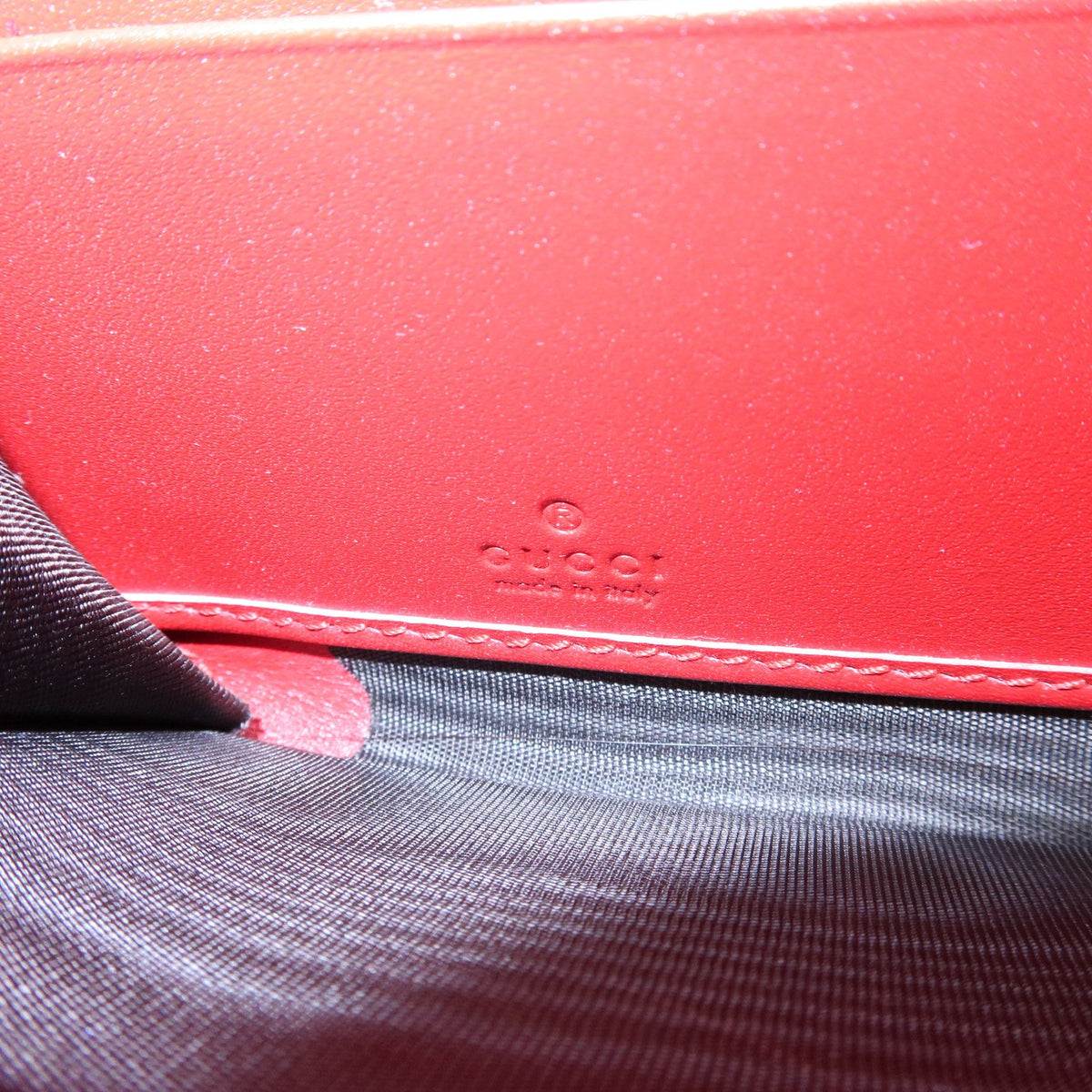 Gucci Cherries Wallet on Chain Guccissima Leather, Red, Leather, Crossbody Bag
