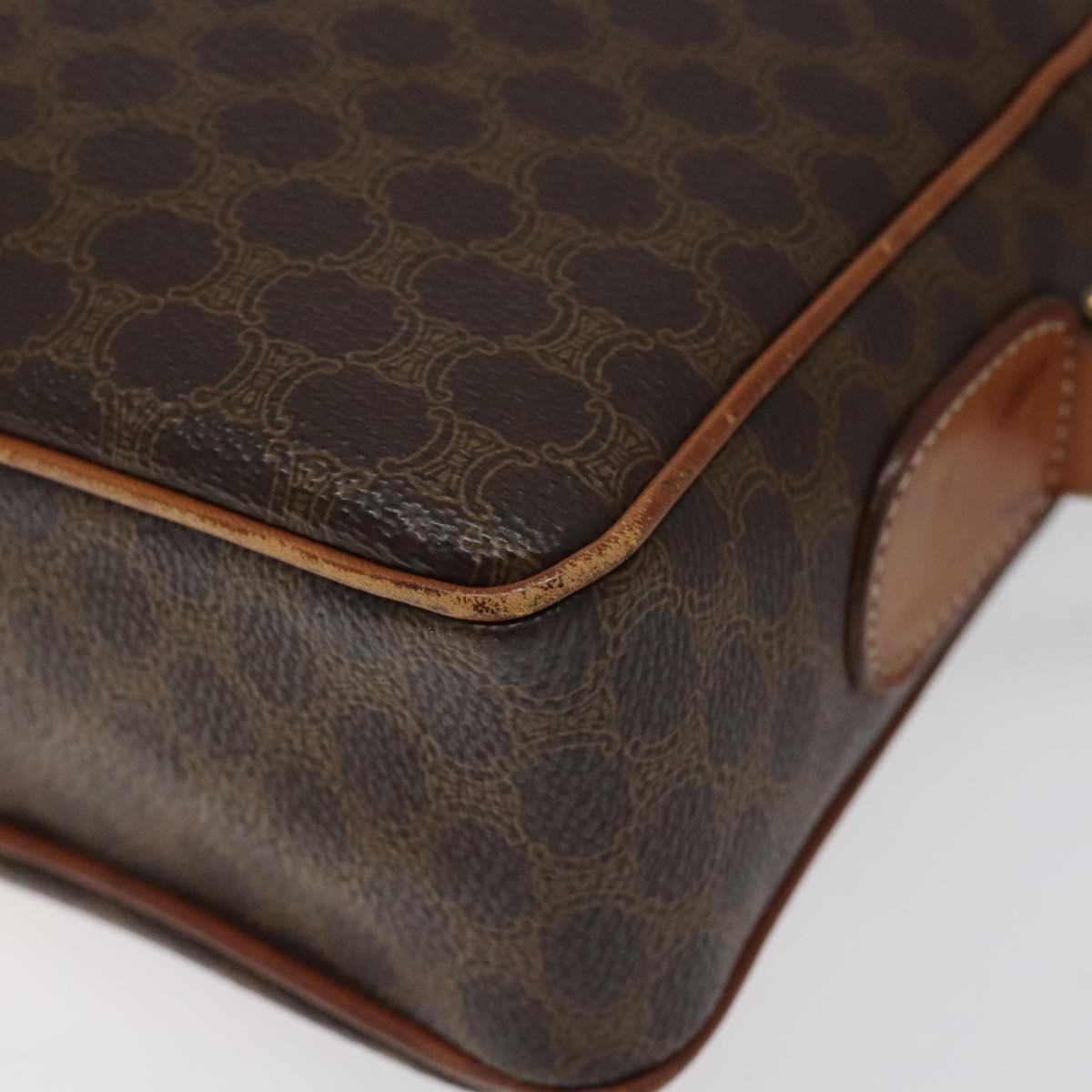 Celine Vintage Macadam Canvas and Leather, Brown, Canvas, Shoulder Bag