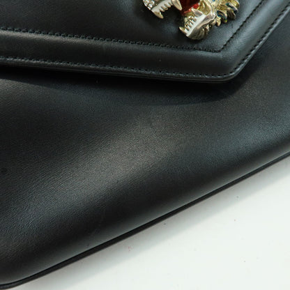 Gucci Rajah Chain Leather, Black, Leather, Tote Bag