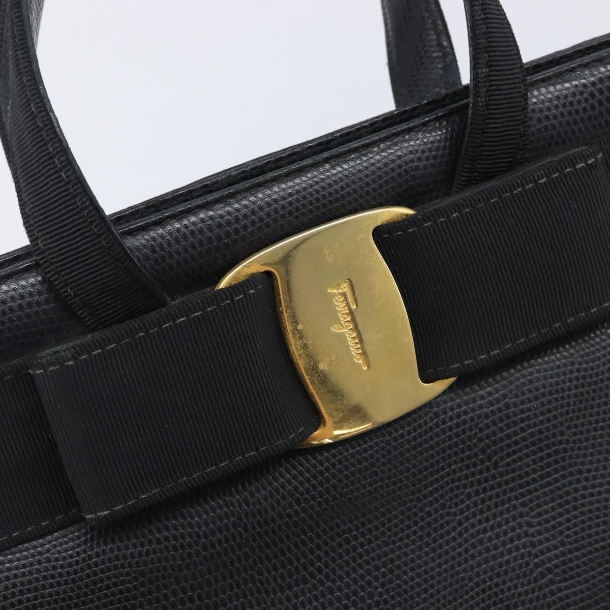 Salvatore Ferragamo Convertible Vara Bow Leather, Black, Leather, Tote Bag