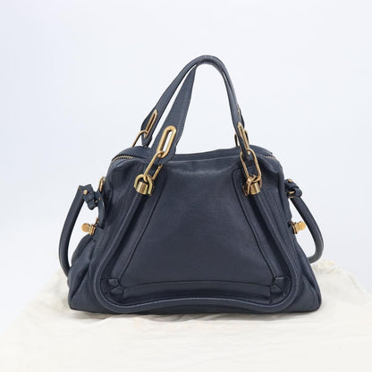 Chloe Paraty Top Handle Leather, Navy, Leather, Handbag