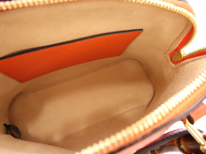 Gucci Diana NM Bamboo Handle Tote Leather, Orange, Leather, Handbag