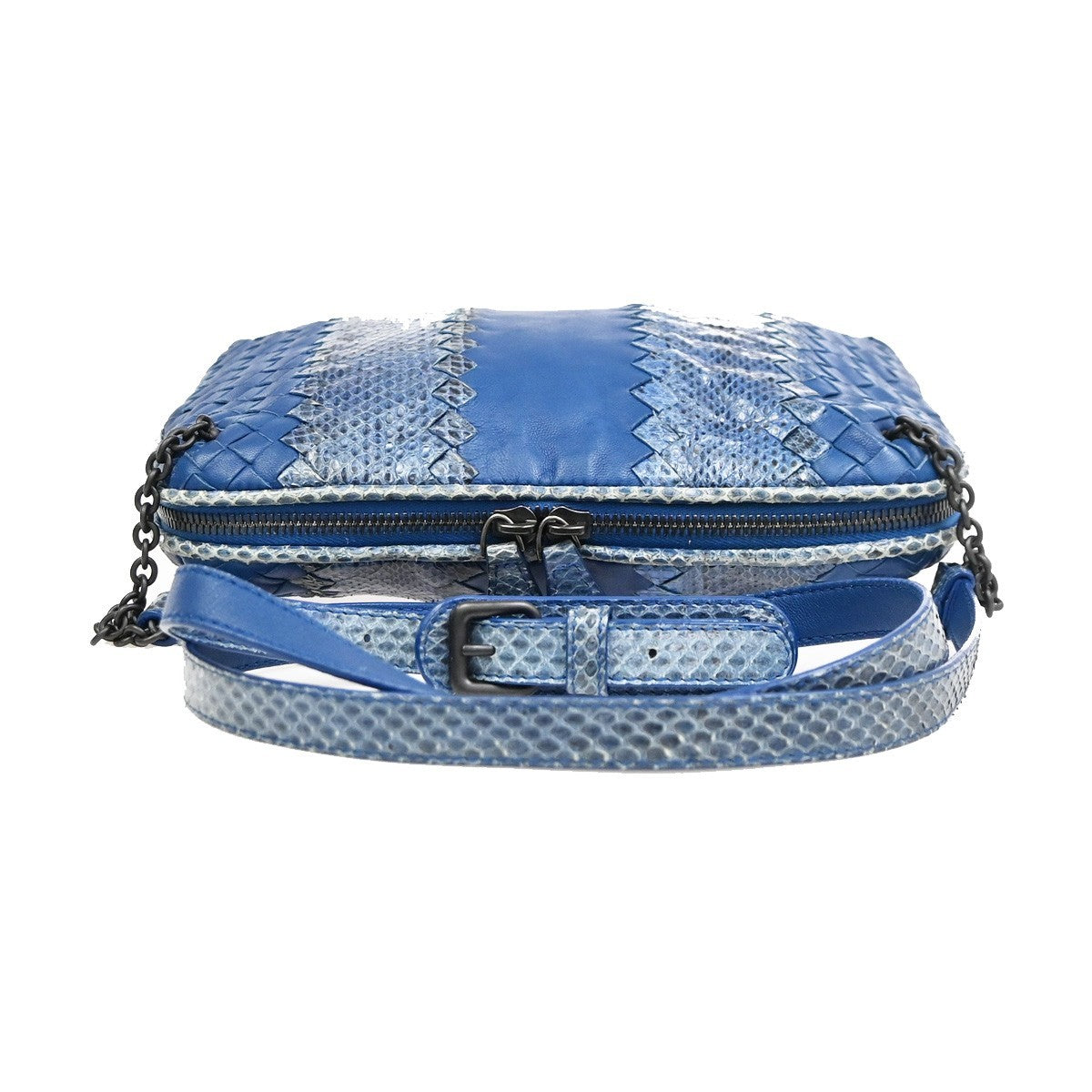 Bottega Veneta Nodini Embroidered Intrecciato Nappa, Blue, Leather, Shoulder Bag