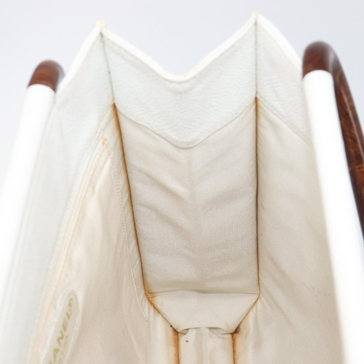 Chanel Vintage Wooden Quilted Caviar, White, Leather, Tote Bag