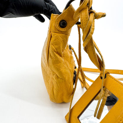 Balenciaga Hip Classic Studs Leather, Yellow, Leather, Crossbody Bag