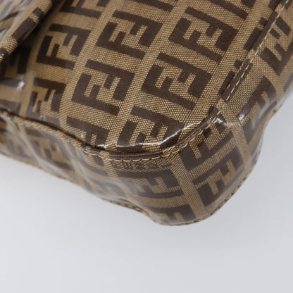 Fendi Mamma Baguette Zucca patent leather, Beige, Canvas, Shoulder Bag