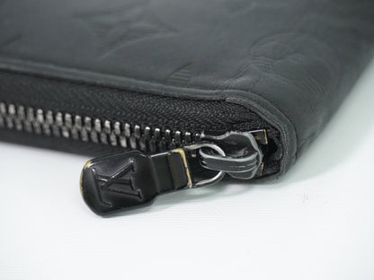 Louis Vuitton Zippy Monogram Shadow Leather, Black, Leather, Wallet