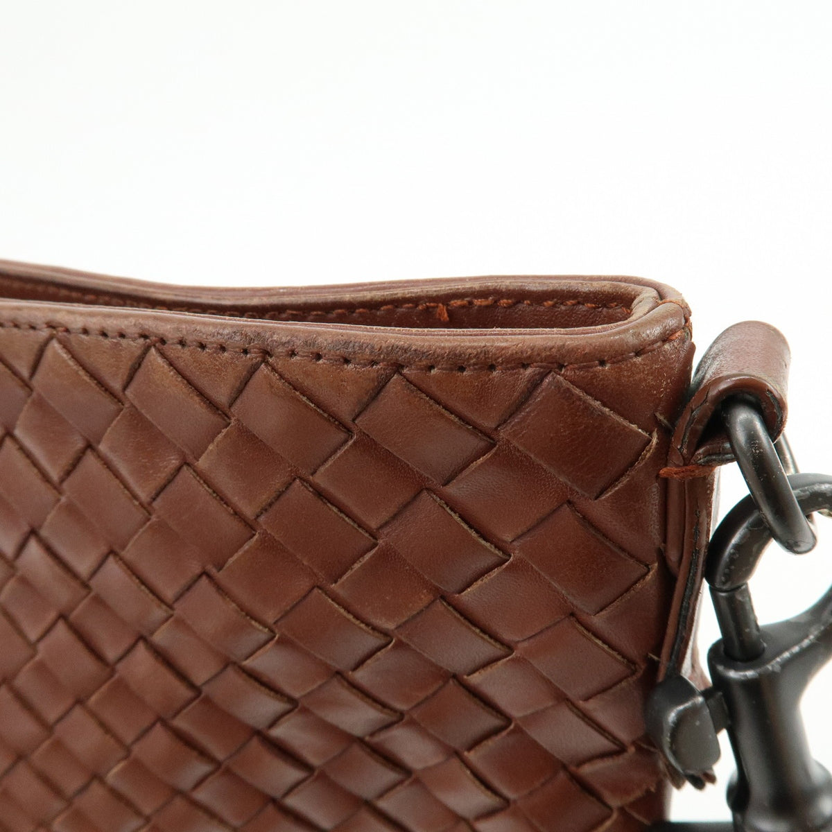 Bottega Veneta Flat Messenger Intrecciato Nappa, Brown, Leather, Handbag