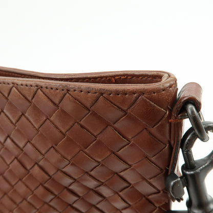 Bottega Veneta Flat Messenger Intrecciato Nappa, Brown, Leather, Handbag