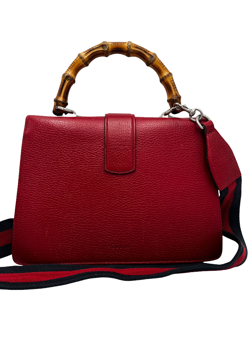 Gucci Dionysus Bamboo Top Handle Bag Leather, RED, LEATHER, Handbag