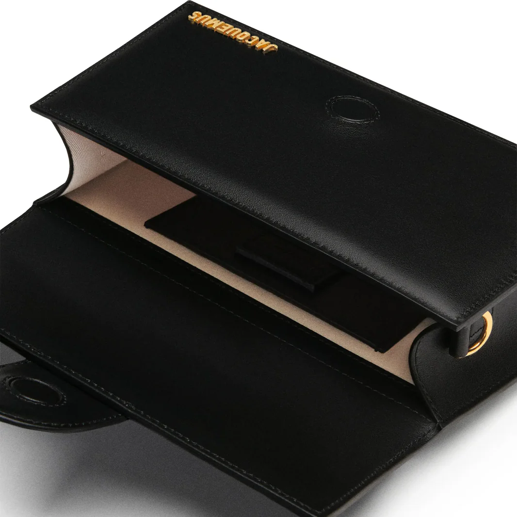 Jacquemus Le Grand Bambino Flap Leather, Black, Leather, Handbag