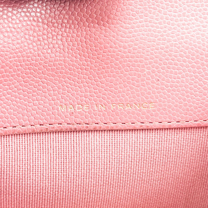 Chanel Classic Flap Card Case Quilted Caviar, Pink, Leather, Card Holder