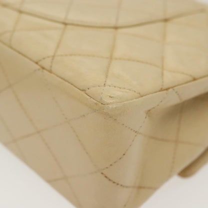 Chanel Vintage Square Classic Double Flap Bag Quilted Leather, BEIGE, LEATHER, Shoulder bag