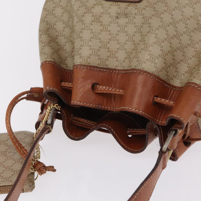 Celine Macadam Shoulder Canvas, Beige, Canvas, Crossbody Bag