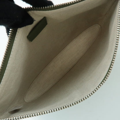 Loewe T Pouch Leather, Green, Leather, Clutch