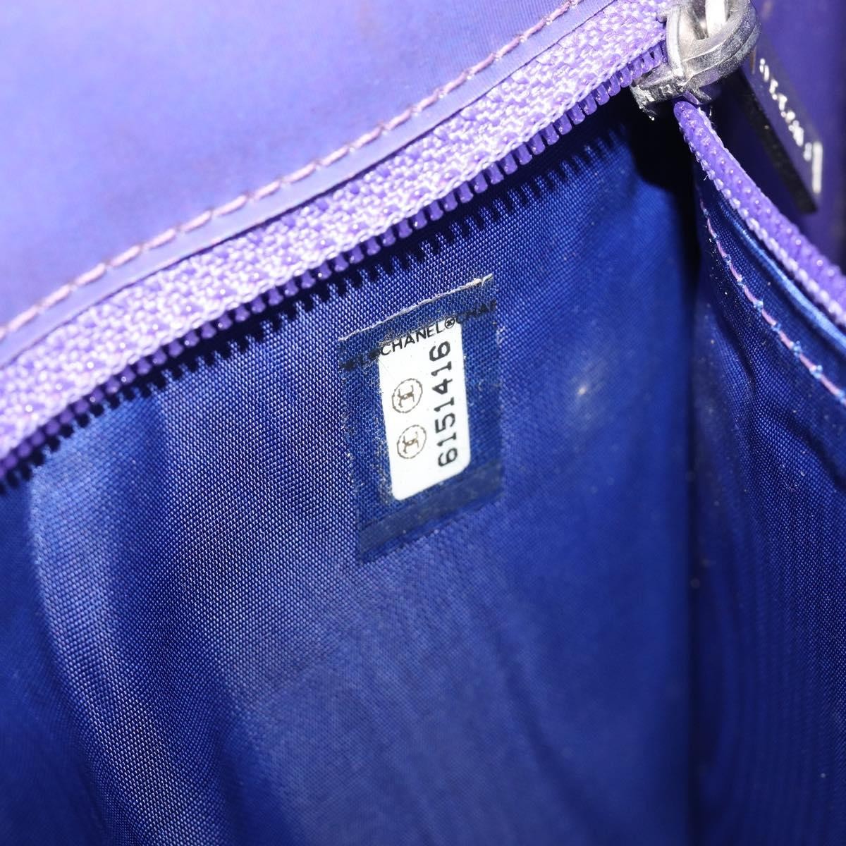 Chanel Vintage Holographic Chain Vinyl, Purple, Synthetic, Tote Bag