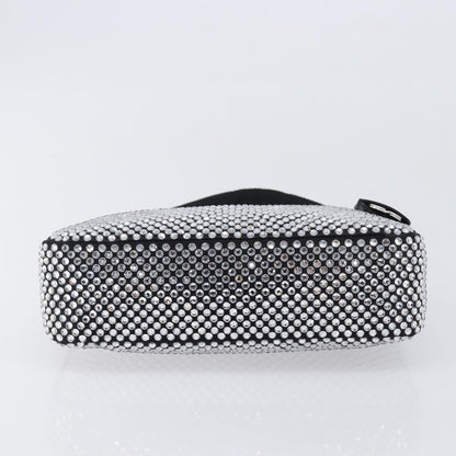 Prada Re-Edition 2000 Hobo Crystal Embellished Satin, Silver, Silk, Shoulder Bag