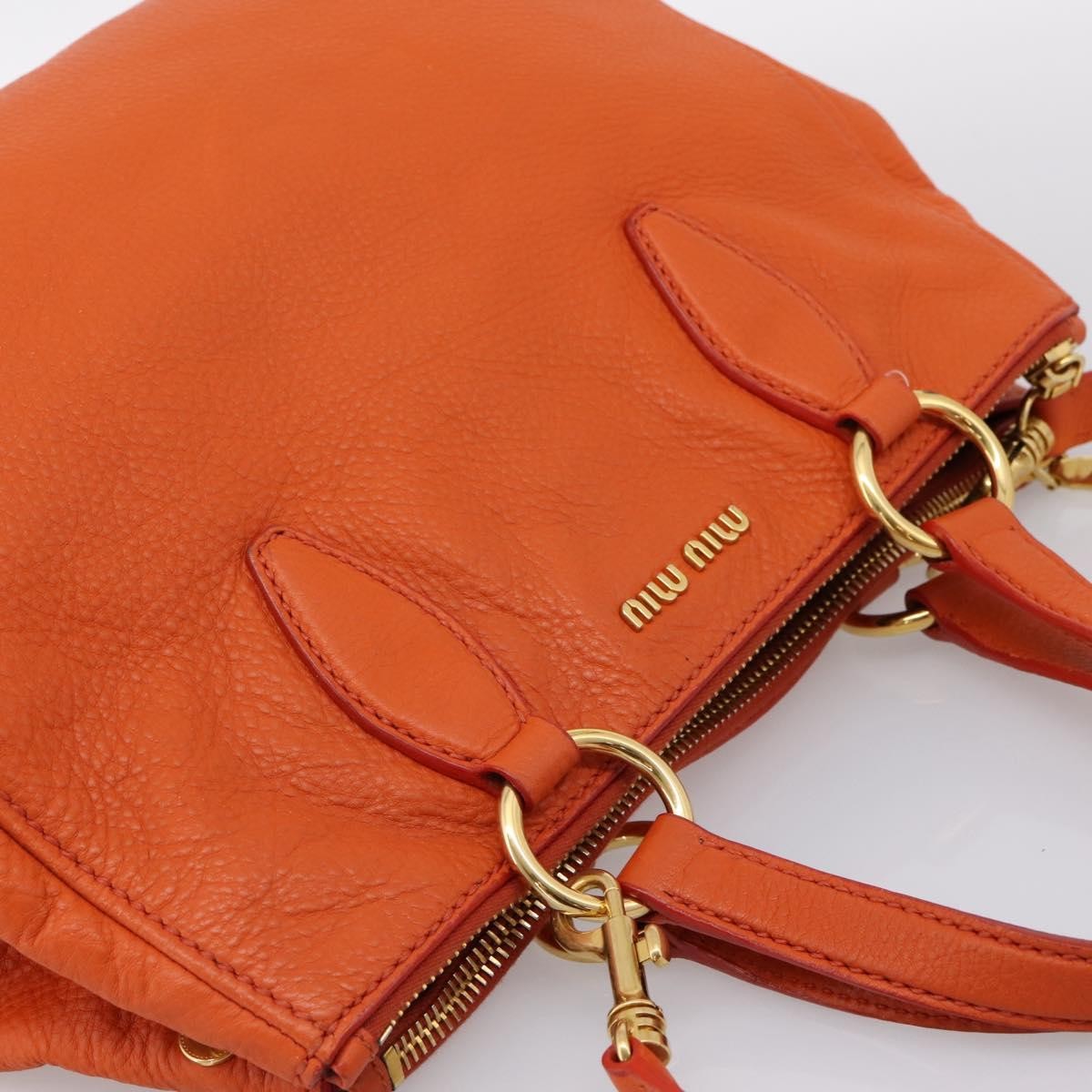 Miu Miu Caribou Convertible Tote Leather, Orange, Leather, Handbag