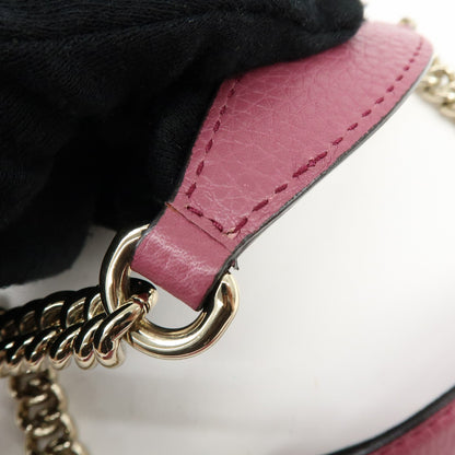 Gucci Soho Chain Strap Leather, Purple, Leather, Shoulder Bag