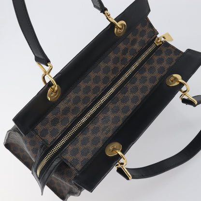 Celine Vintage Macadam Canvas, Black, PVC, Tote Bag