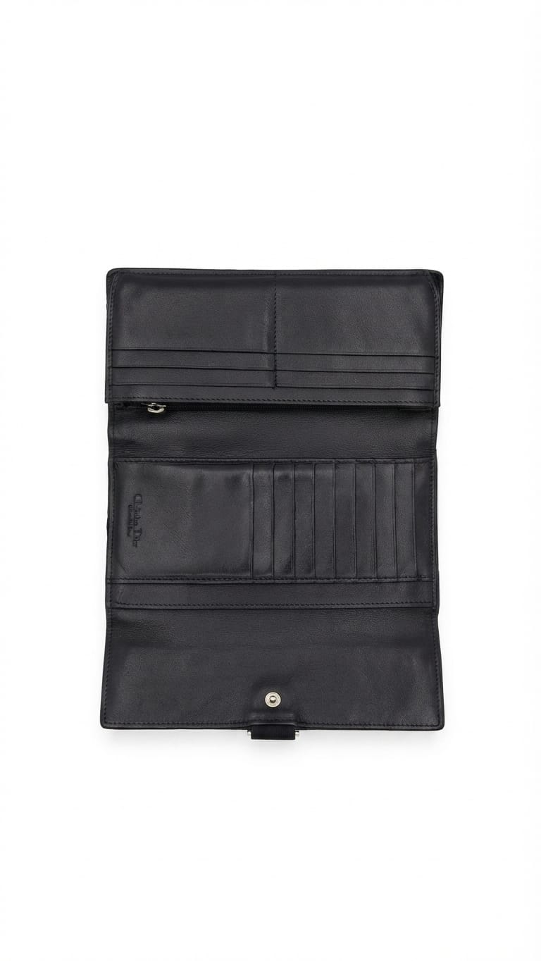 Christian Dior D Turnlock Bifold Patent, Red, Canvas, Wallet